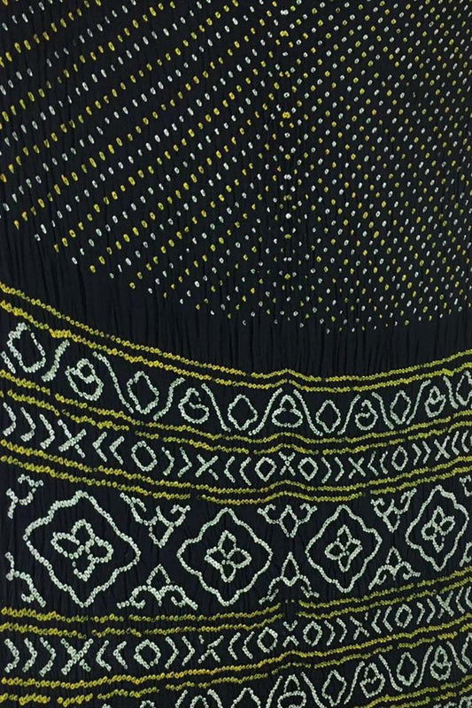 Black Bandhani Pure Gajji Silk Saree - Luxurion World