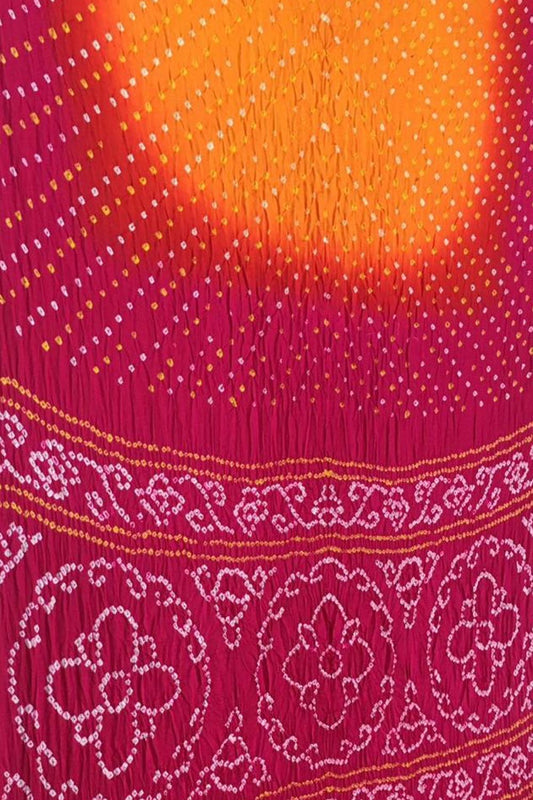 Multicolor Bandhani Pure Gajji Silk Saree - Luxurion World