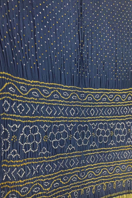 Blue Bandhani Pure Gajji Silk Saree - Luxurion World