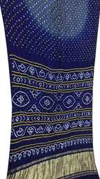 Grey And Blue Bandhani Pure Gajji Silk Saree - Luxurion World