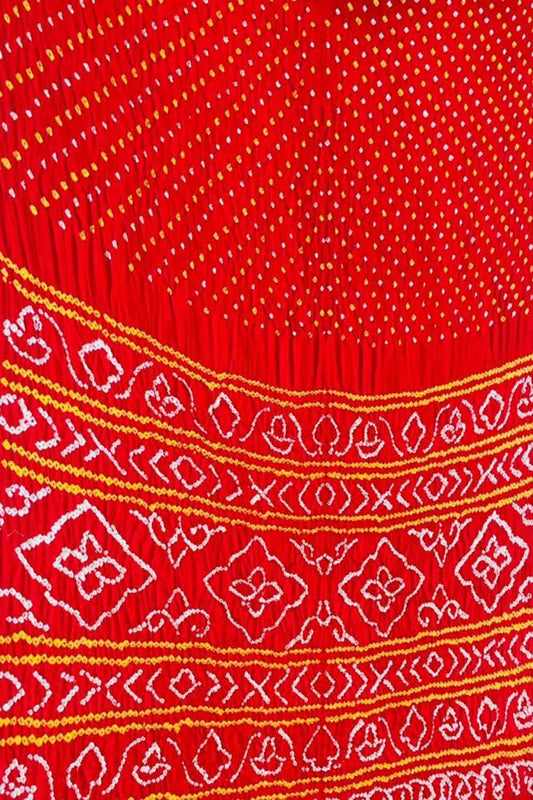 Red Bandhani Pure Gajji Silk Saree - Luxurion World