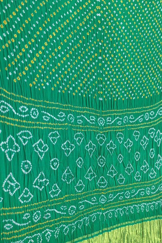 Green Bandhani Pure Gajji Silk Saree - Luxurion World