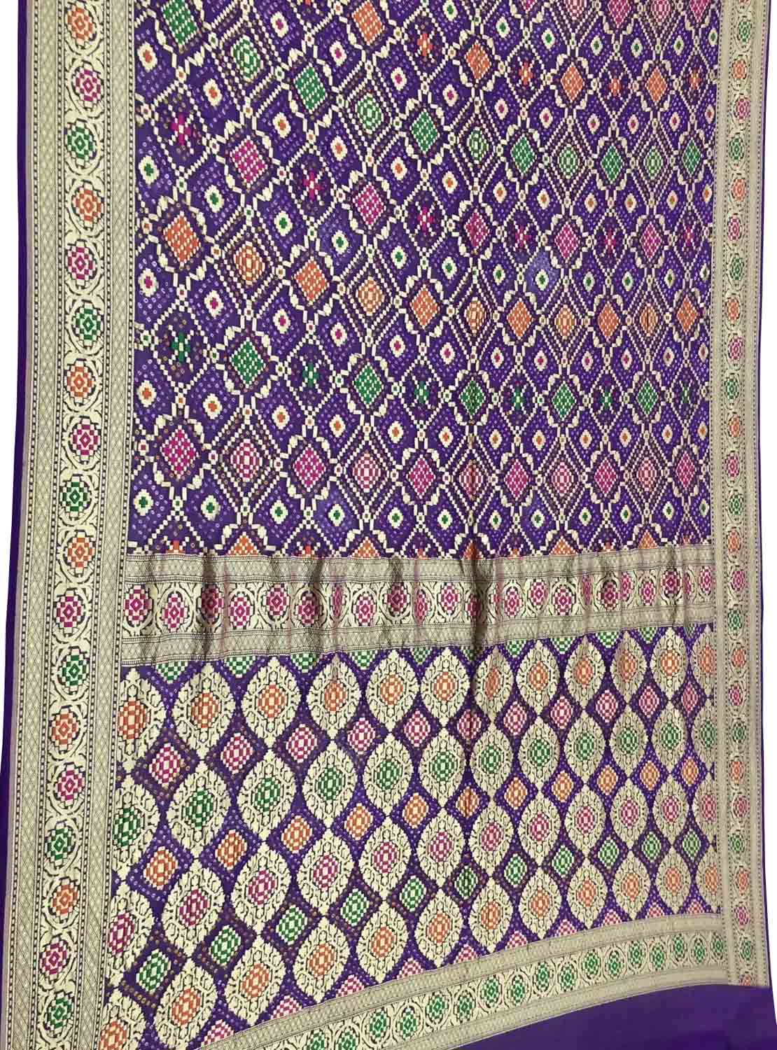 Elegant Purple Bandhani Georgette Meenakari Saree - Luxurion World