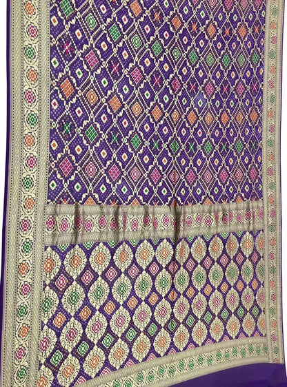 Elegant Purple Bandhani Georgette Meenakari Saree - Luxurion World