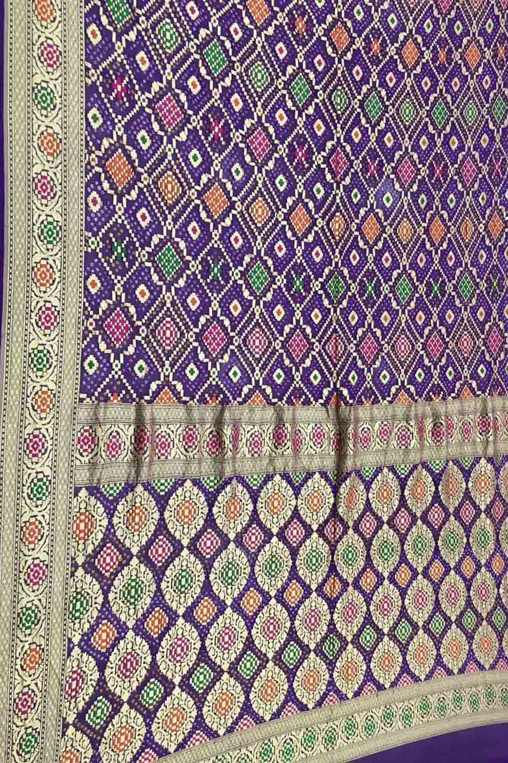 Elegant Purple Bandhani Georgette Meenakari Saree - Luxurion World