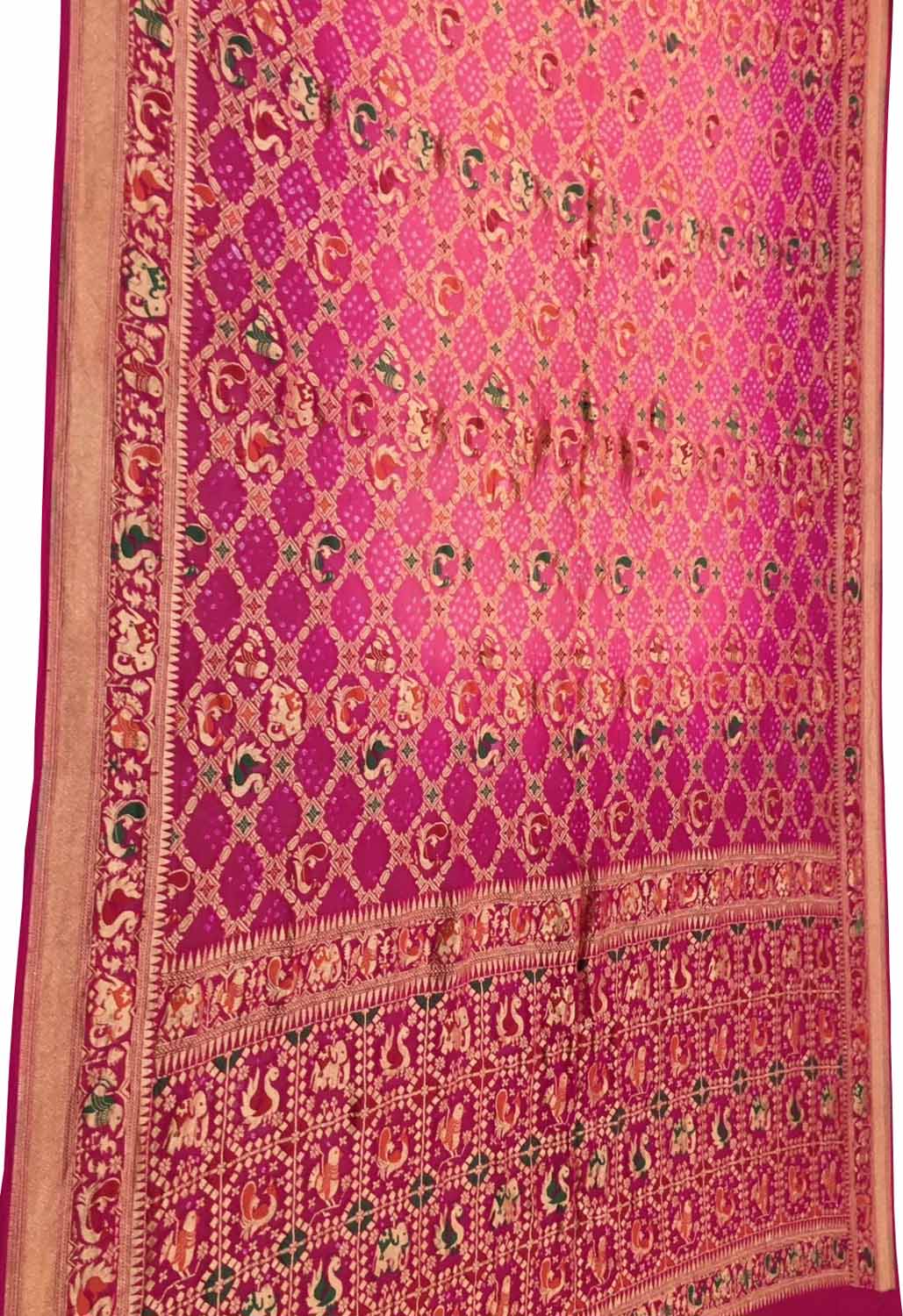 Stunning Pink Banarasi Bandhani Georgette Meenakari Saree - Luxurion World