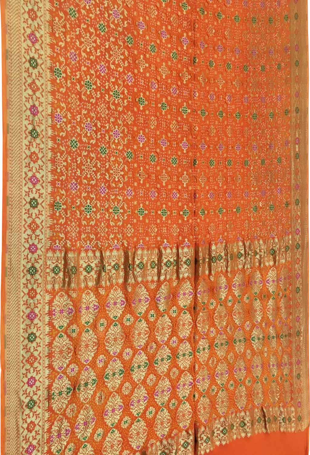 Elegant Orange Banarasi Bandhani Georgette Saree - Luxurion World