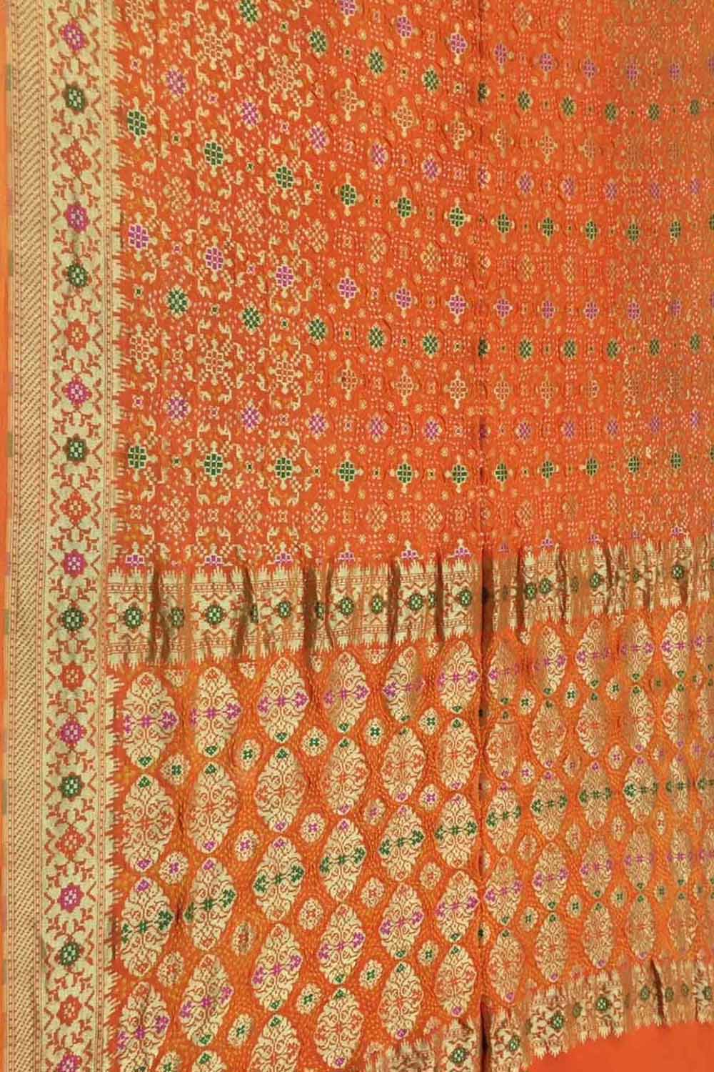 Elegant Orange Banarasi Bandhani Georgette Saree - Luxurion World