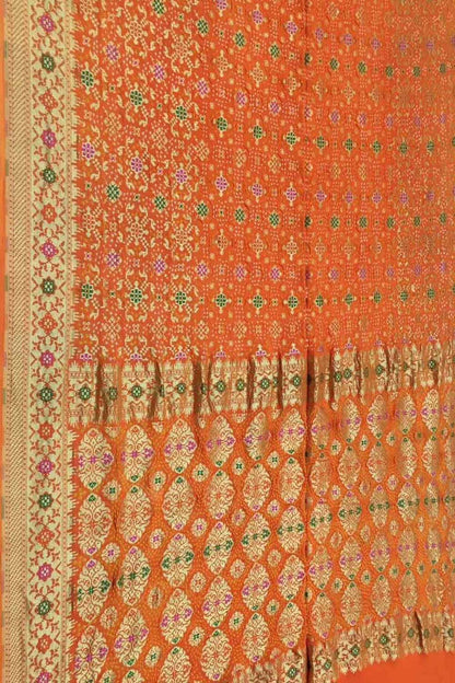 Elegant Orange Banarasi Bandhani Georgette Saree - Luxurion World
