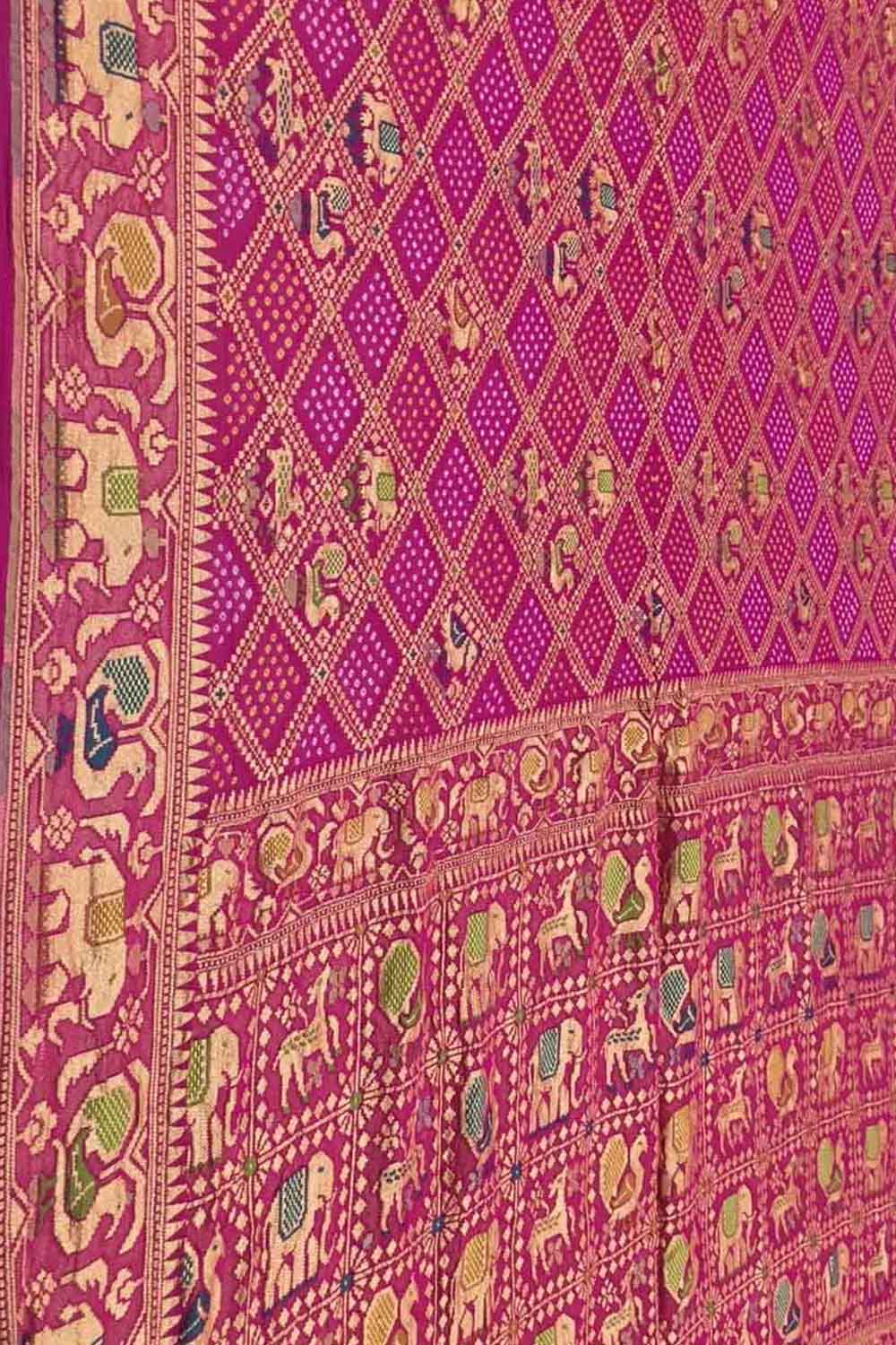 Stunning Pink Banarasi Bandhani Georgette Meenakari Saree - Luxurion World