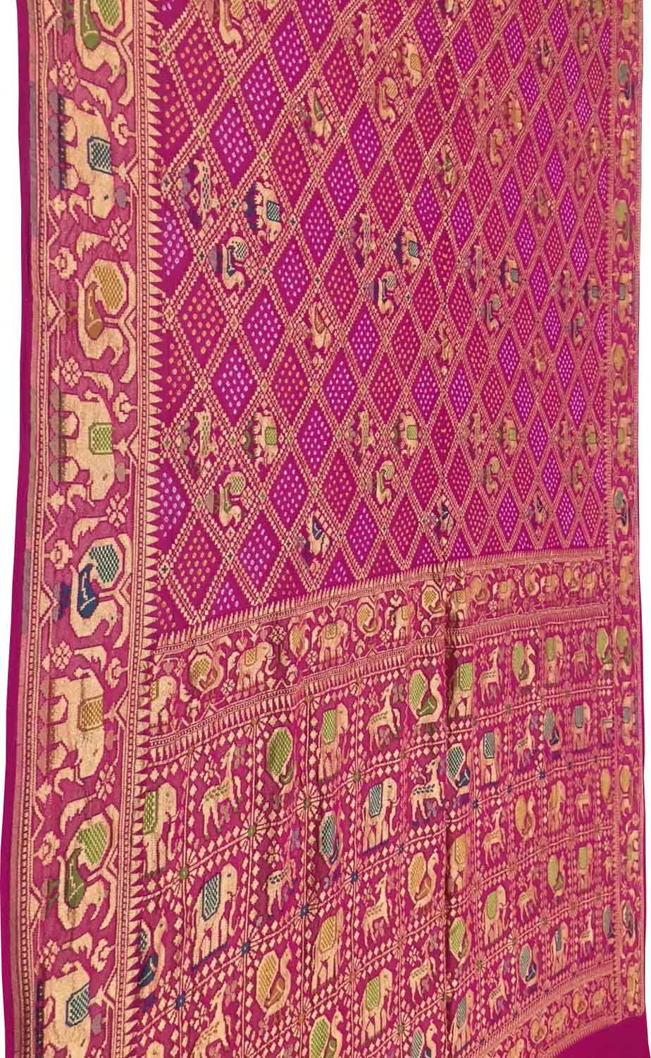 Stunning Pink Banarasi Bandhani Georgette Meenakari Saree - Luxurion World