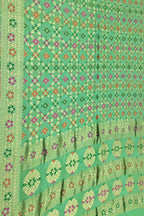 Green Banarasi Bandhani Georgette Meenakari Saree - Luxurion World