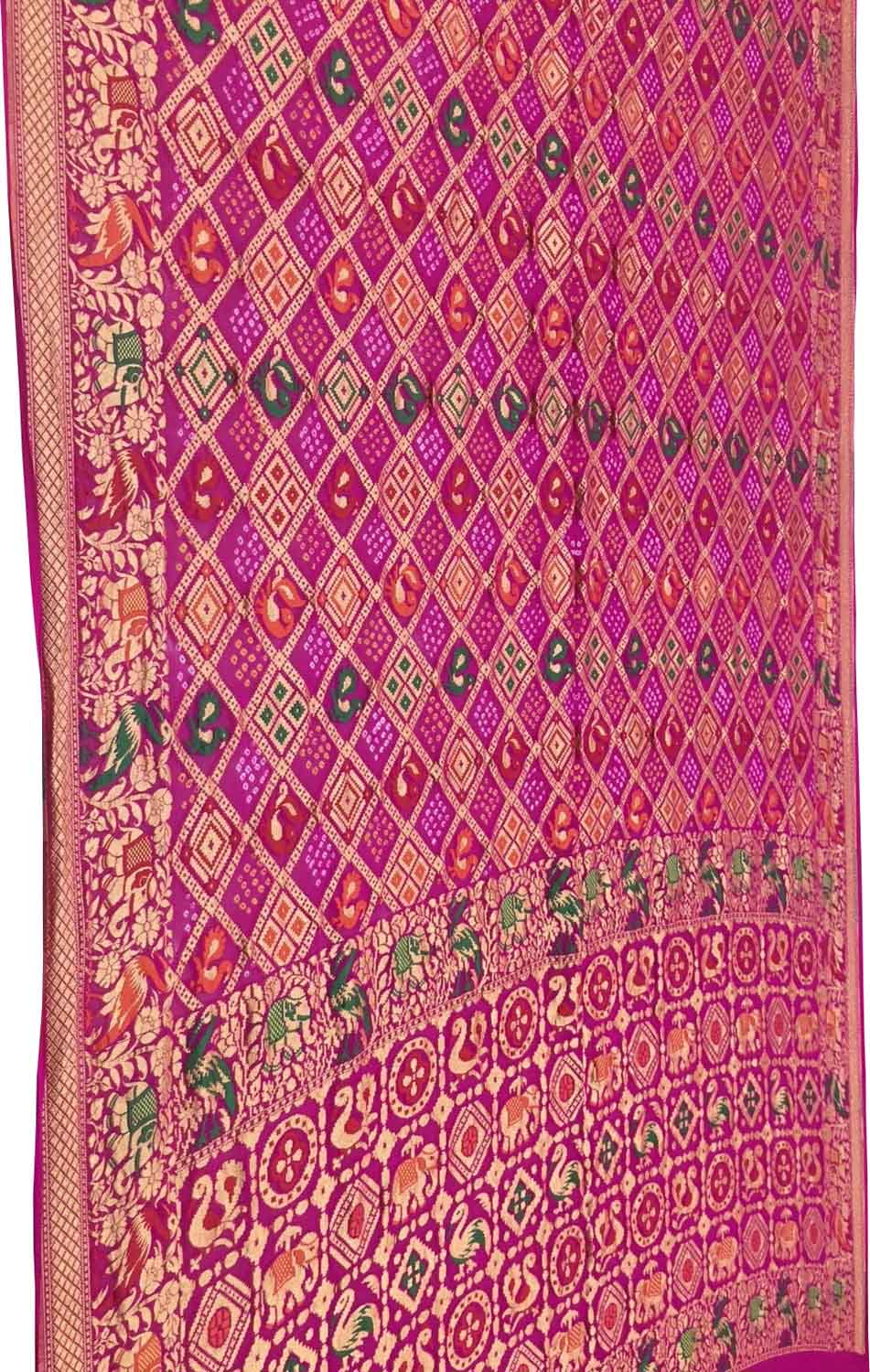 Stunning Pink Banarasi Bandhani Georgette Meenakari Saree - Luxurion World