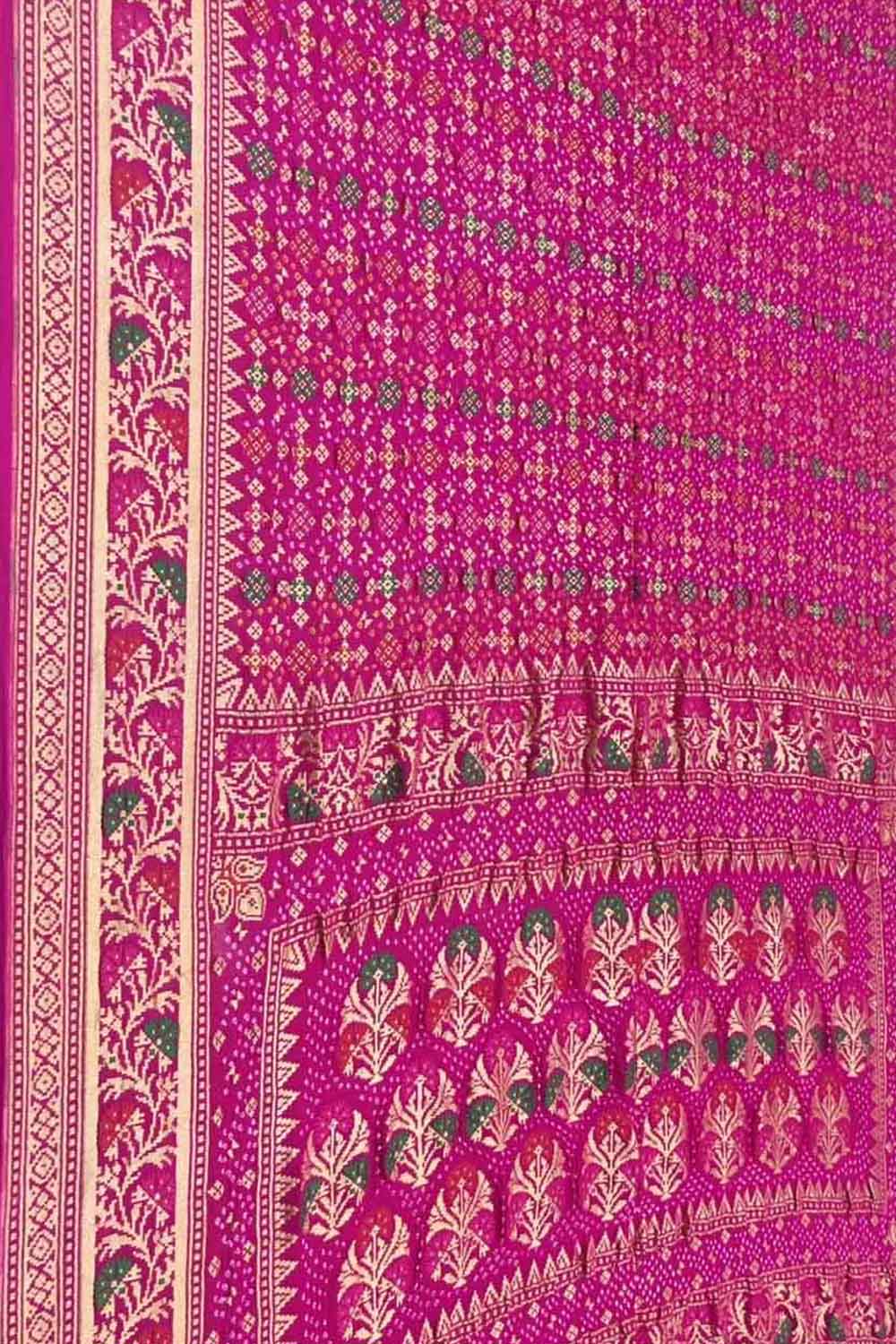 Pink Banarasi Bandhani Georgette Meenakari Saree - Luxurion World