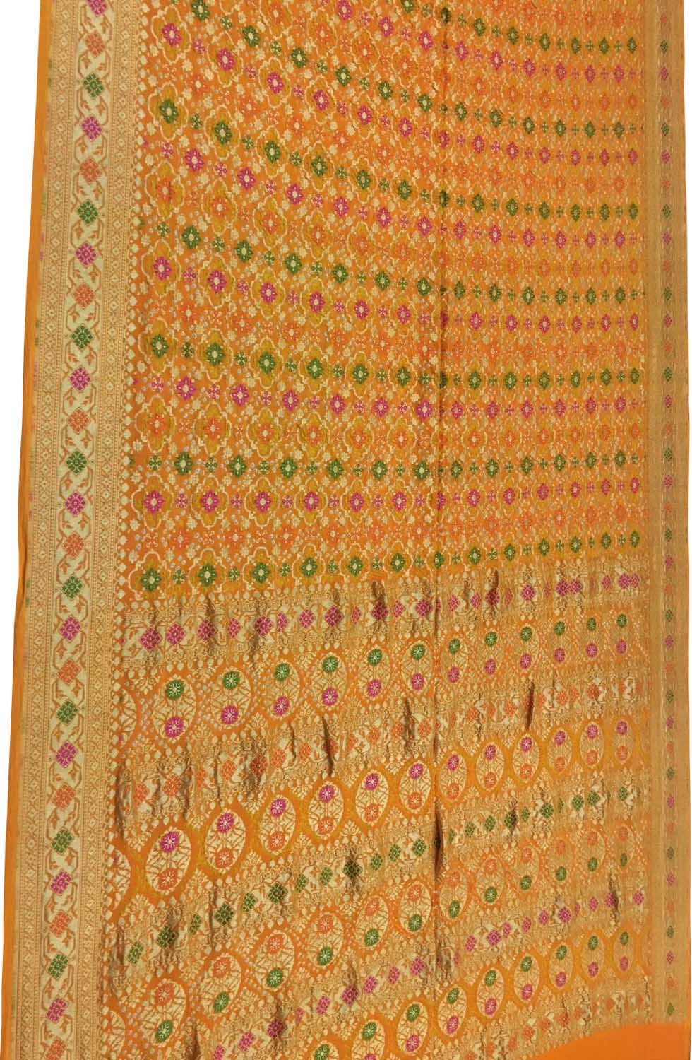 Elegant Orange Banarasi Bandhani Saree - Luxurion World
