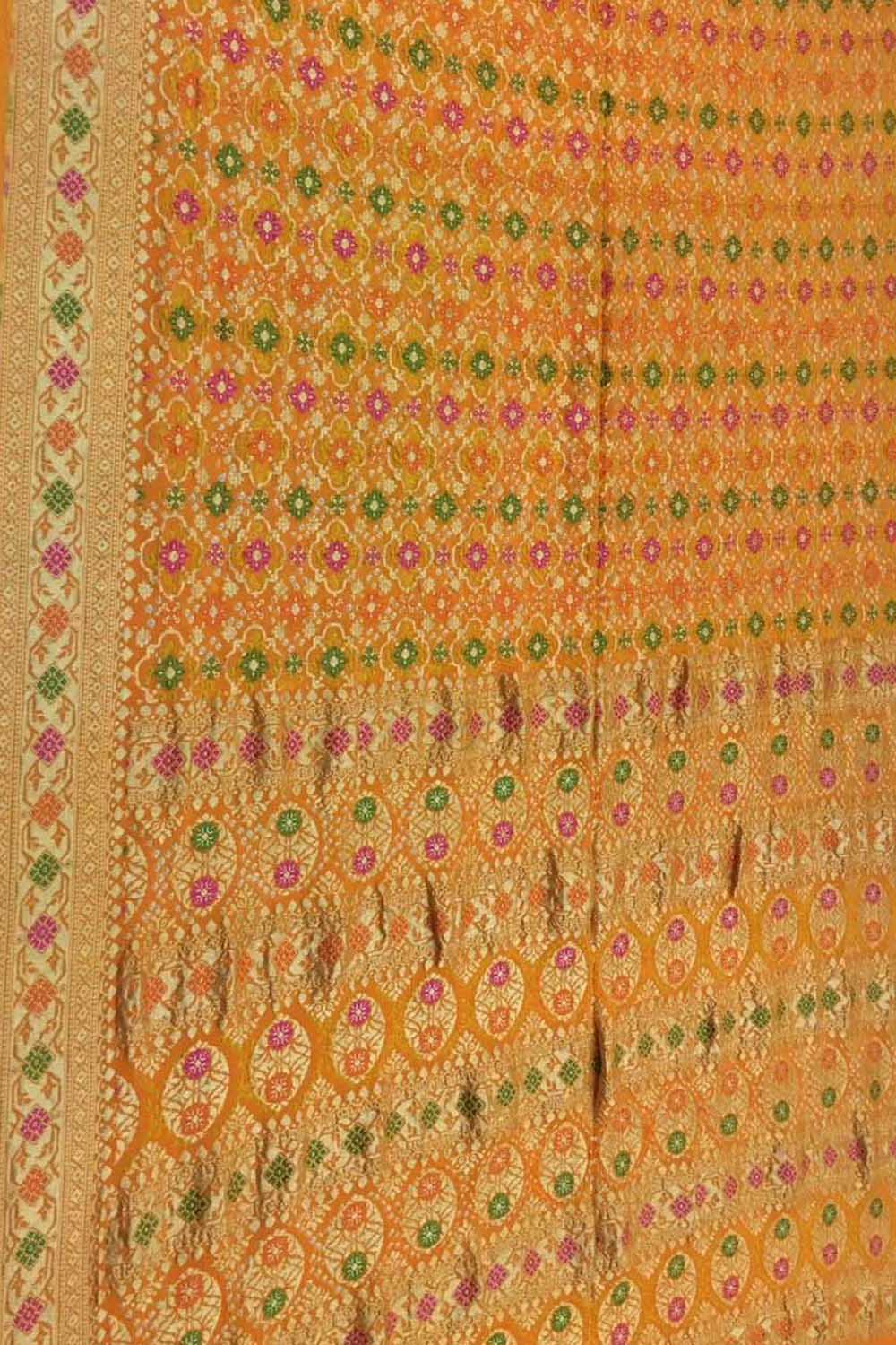 Elegant Orange Banarasi Bandhani Saree - Luxurion World