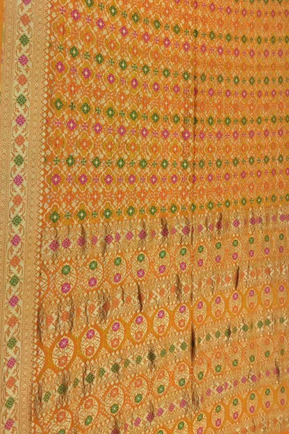 Elegant Orange Banarasi Bandhani Saree - Luxurion World