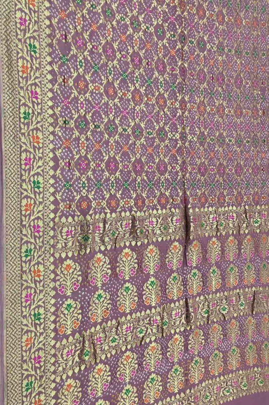 Exquisite Purple Banarasi Bandhani Georgette Saree - Luxurion World