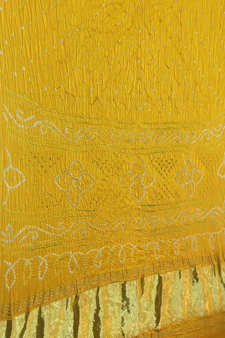 Yellow Bandhani Modal Gajji Silk Saree
