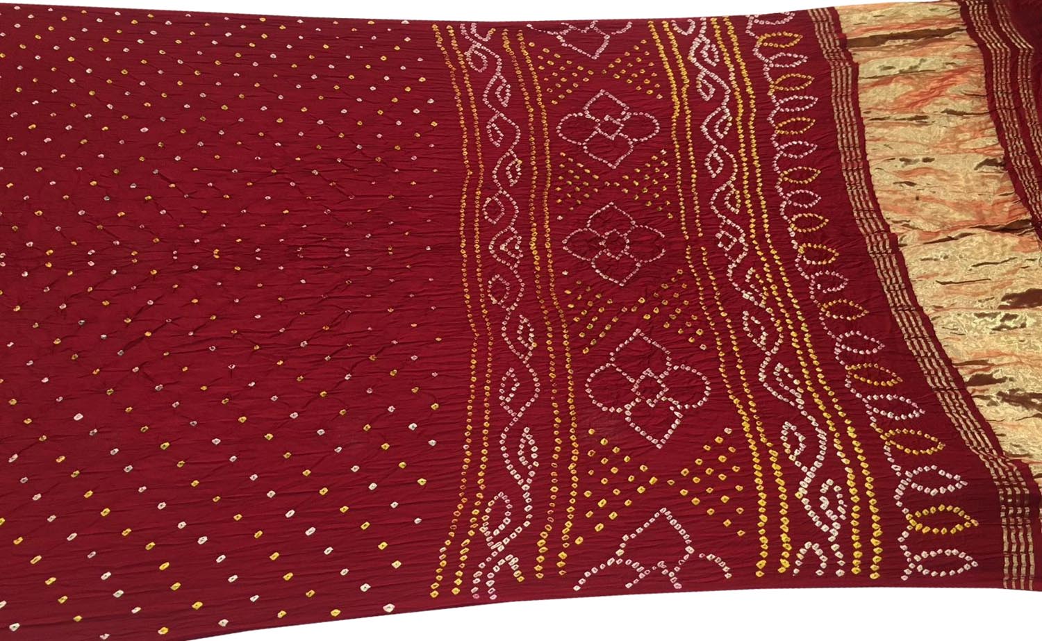 Elegant Maroon Bandhani Silk Saree - Luxurion World