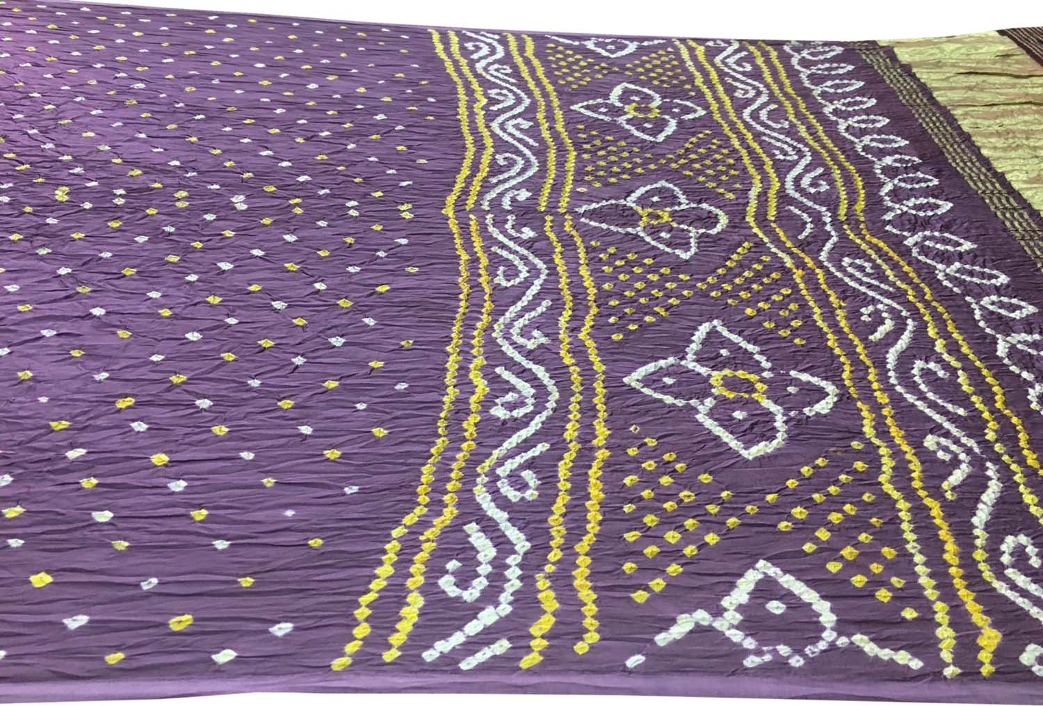 Elegant Purple Bandhani Silk Saree - Luxurion World