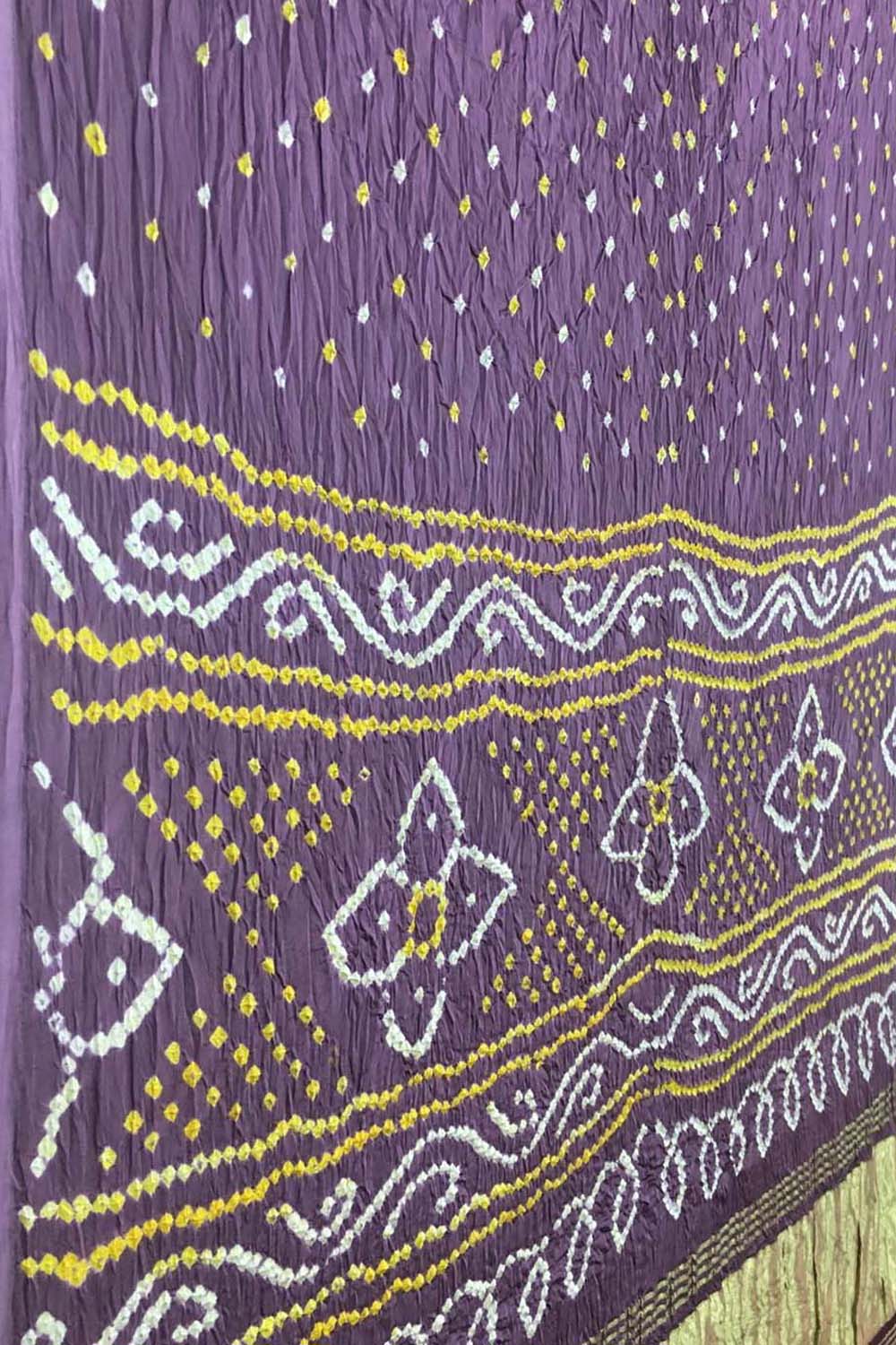 Elegant Purple Bandhani Silk Saree - Luxurion World