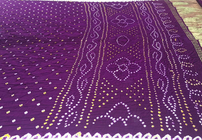 Elegant Purple Bandhani Silk Saree - Luxurion World