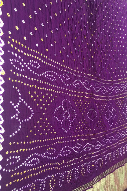 Elegant Purple Bandhani Silk Saree - Luxurion World