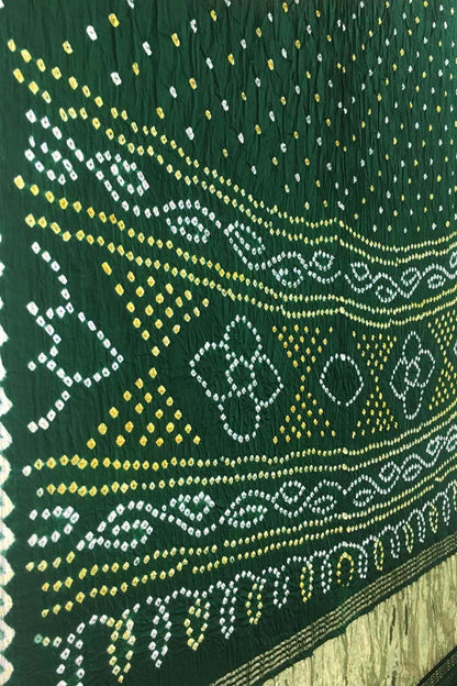 Green Bandhani Modal Gajji Silk Saree - Elegant and Ethereal - Luxurion World