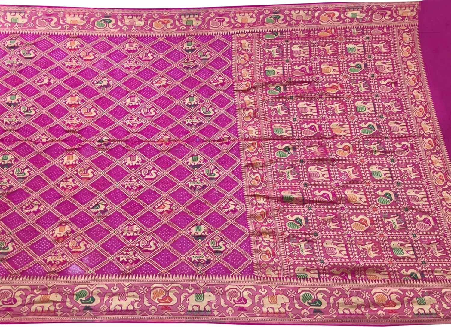 Stunning Pink Banarasi Bandhani Pure Georgette Saree - Luxurion World