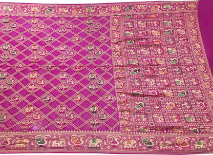 Stunning Pink Banarasi Bandhani Pure Georgette Saree - Luxurion World