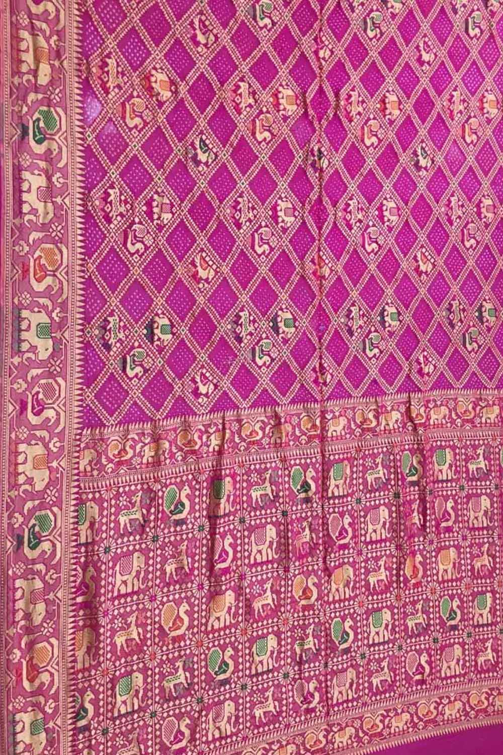 Stunning Pink Banarasi Bandhani Pure Georgette Saree - Luxurion World