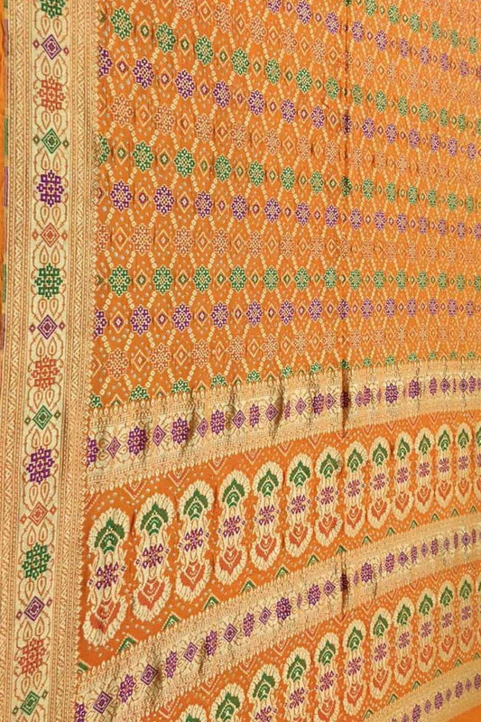 Yellow Banarasi Bandhani Pure Georgette Saree - Luxurion World