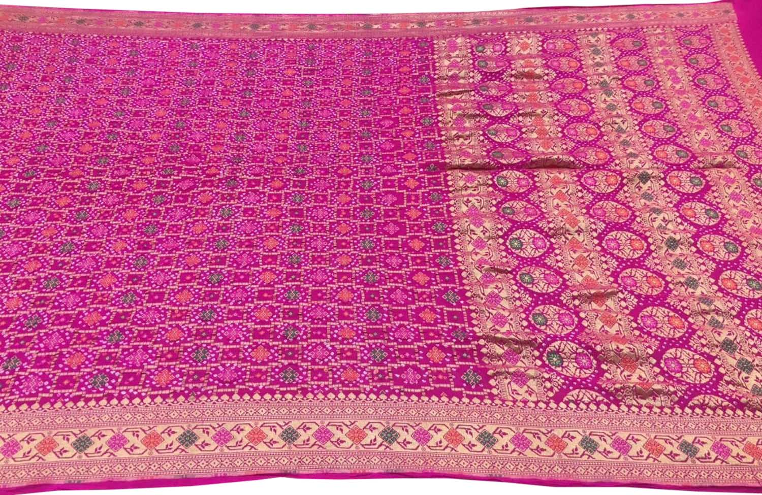 Stunning Pink Banarasi Bandhani Pure Georgette Saree - Luxurion World