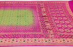 Stunning Green and Pink Banarasi Bandhani Pure Georgette Saree - Luxurion World