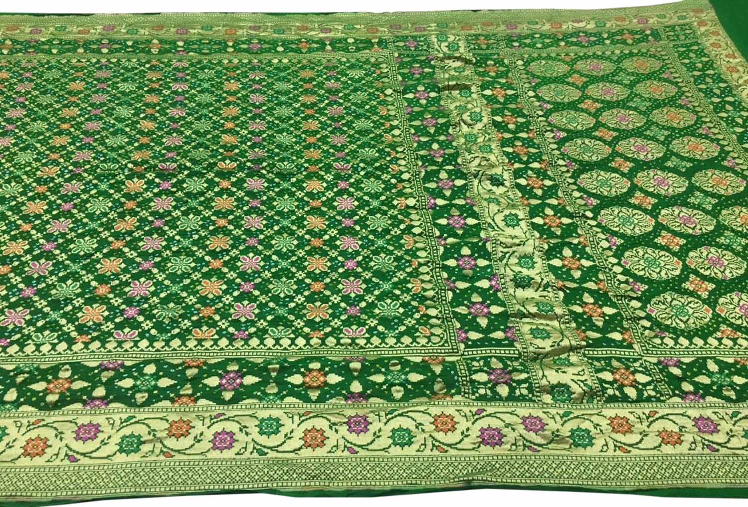 Elegant Green Banarasi Bandhani Pure Georgette Saree - Luxurion World