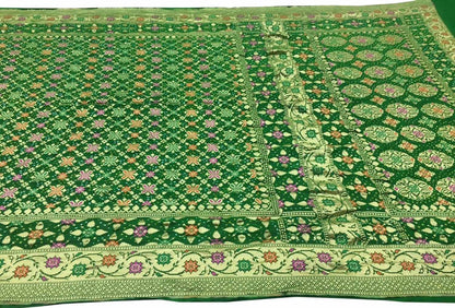 Elegant Green Banarasi Bandhani Pure Georgette Saree - Luxurion World