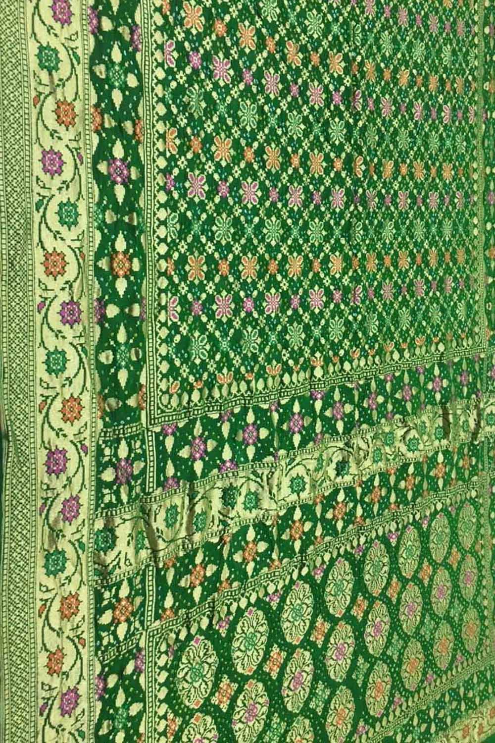 Elegant Green Banarasi Bandhani Pure Georgette Saree - Luxurion World