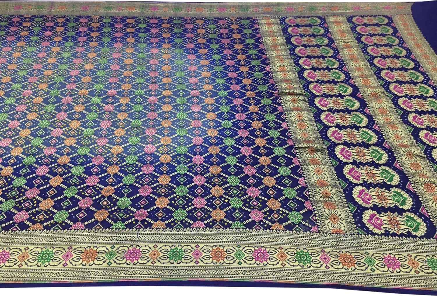 Elegant Blue Banarasi Bandhani Pure Georgette Saree - Luxurion World