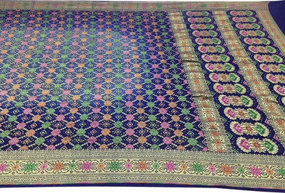 Elegant Blue Banarasi Bandhani Pure Georgette Saree - Luxurion World