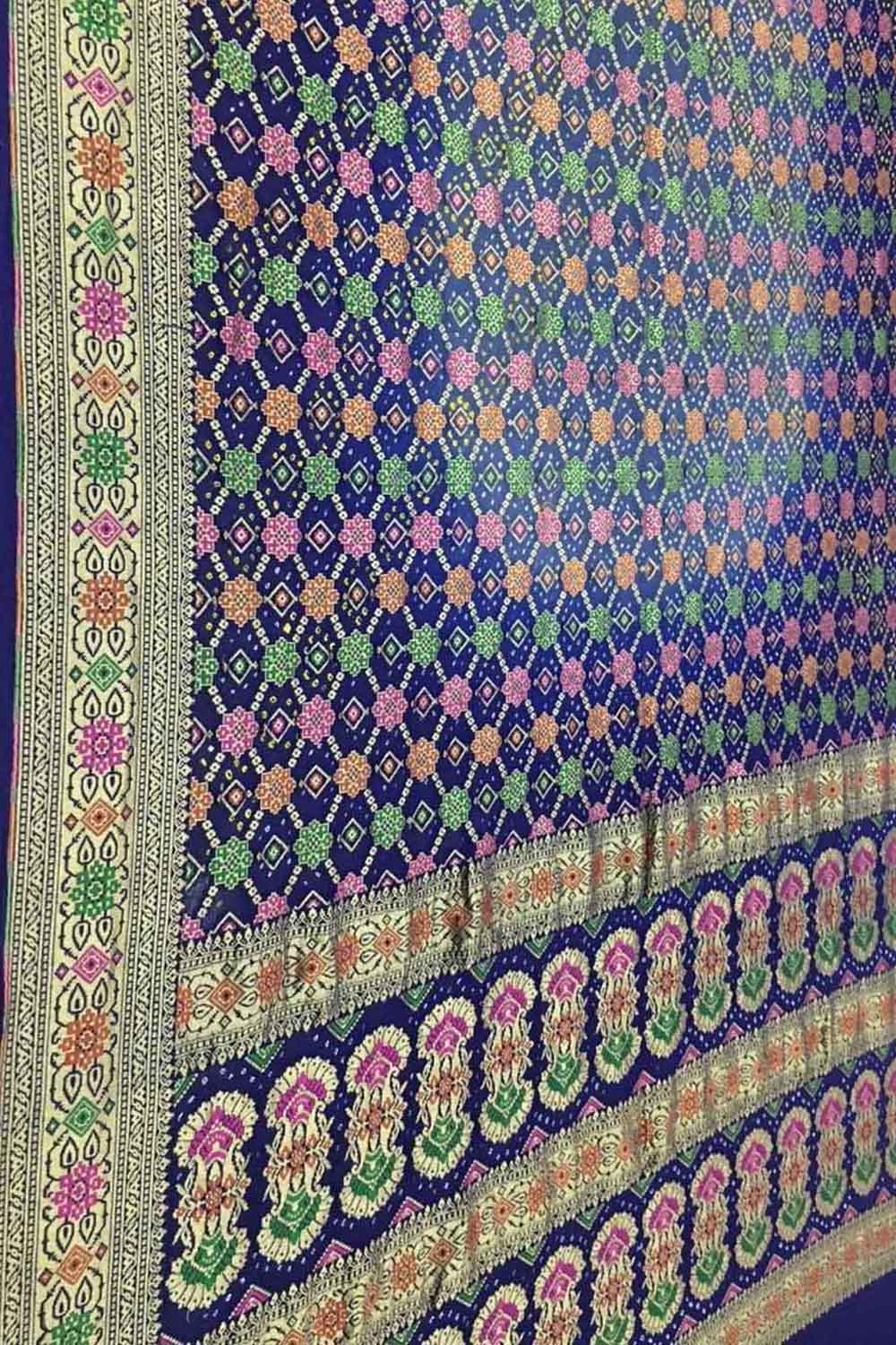 Elegant Blue Banarasi Bandhani Pure Georgette Saree - Luxurion World