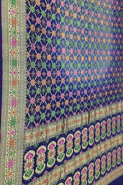 Elegant Blue Banarasi Bandhani Pure Georgette Saree - Luxurion World
