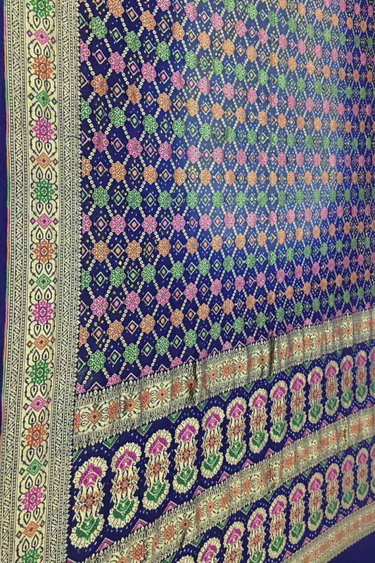 Elegant Blue Banarasi Bandhani Pure Georgette Saree - Luxurion World