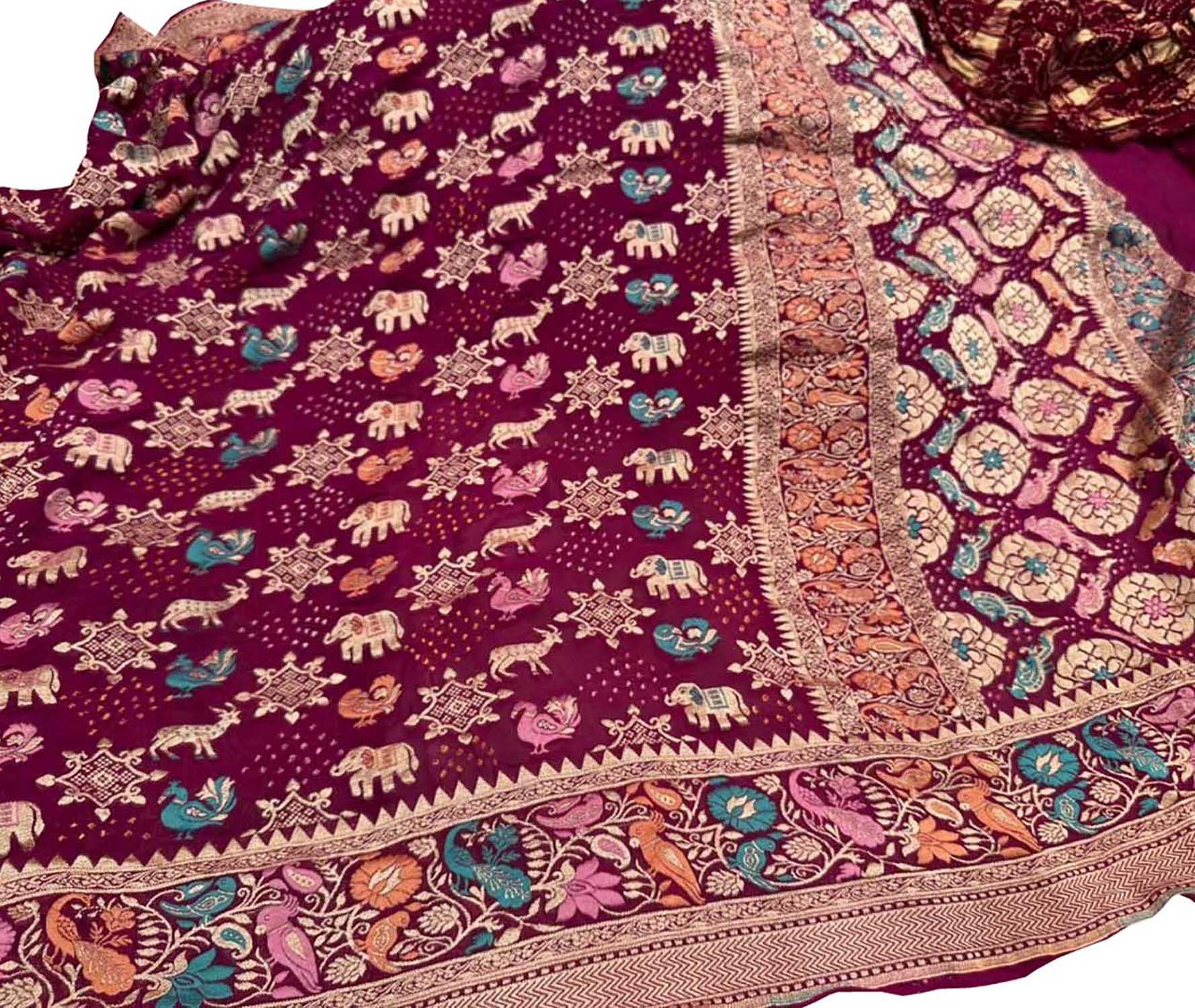 Elegant Purple Banarasi Bandhani Pure Georgette Saree - Luxurion World