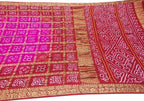 Stunning Pink & Red Bandhani Gajji Silk Saree - Luxurion World
