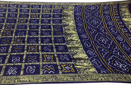 Elegant Blue Bandhani Silk Gharchola Saree - Luxurion World