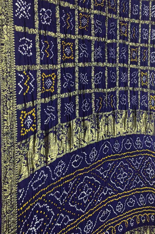 Elegant Blue Bandhani Silk Gharchola Saree - Luxurion World