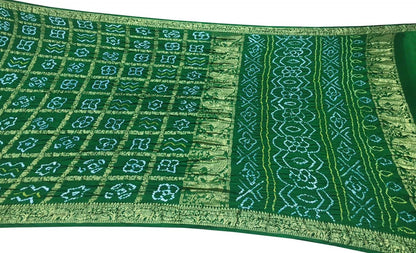 Elegant Green Bandhani Gajji Silk Gharchola Saree - Luxurion World
