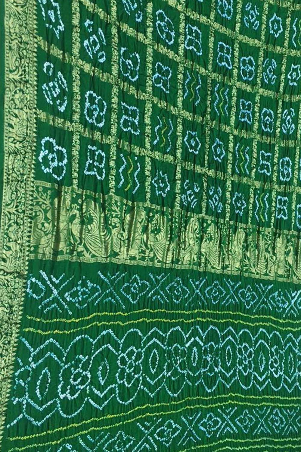 Elegant Green Bandhani Gajji Silk Gharchola Saree - Luxurion World