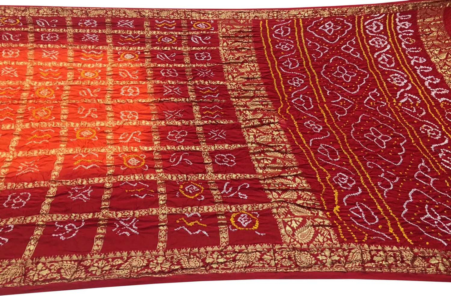 Vibrant Bandhani Gajji Silk Gharchola Saree - Luxurion World